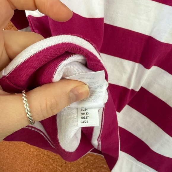 Women’s Loft Striped Jersey Tee White and Magenta Size Small 100% Cotton - Picture 2 of 5